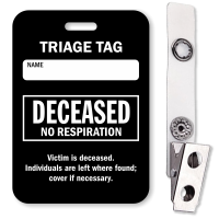 Deceased No Respiration Triage Tag