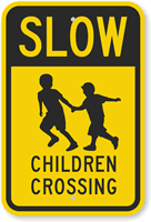 Slow Children Crossing (With Graphic) Sign