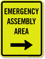 Emergency Assembly Area Right Arrow Sign