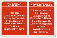 This Area Contains A Chemical California Sign