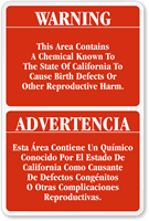 This Area Contains Chemical Known California Sign