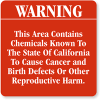 Warning This Area Contains Chemicals Sign