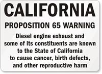 California Proposition 65 Diesel Exhaust Sign