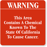 Area Contains Chemical to Cause Cancer Sign