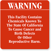 Warning This Facility Contains Chemicals Sign