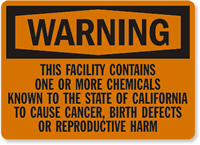 Warning Chemicals California Cancer Sign