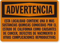 Warning Chemicals California Cancer Sign