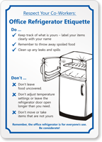 CoWorkers Office Refrigerator Etiquette Sign