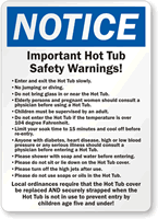 Hot Tub Safety Warnings Sign