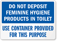 Feminine Hygiene Products Toilet Sign