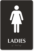 Tactile Touch Braille Engraved Sign With Female Pictogram
