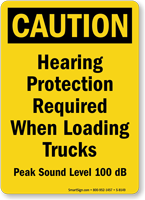 Caution Loading Trucks Protection Sign