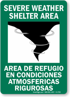 Severe Weather Shelter Area Bilingual Sign