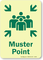 Muster Point Glow-in-the-Dark Emergency Exit Sign