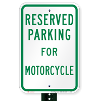 Parking Space Reserved For Motorcycle Signs