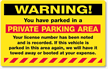 Warning Private Parking Area Sticker
