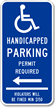Handicapped Parking Permit Required Sign
