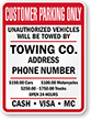 Custom Warning Unauthorized Vehicles Towed Sign