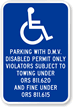 Disabled Permit Violators Towing Sign