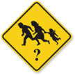 Illegal Immigrants Running Family Crossing Sign
