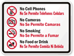 No Cell phones Bilingual Sign