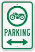 Bike Parking Sign with Bidirectional Arrow