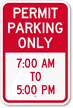 Permit Time Limit Parking Sign