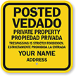 Private Property No Trespassing Bilingual Custom Sign