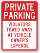 Private Parking Violators Towed Away Sign