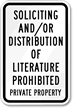 Soliciting Distribution Literature Prohibited Sign