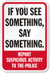 Report Suspicious Activity Police Sign