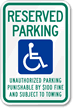 Reserved Parking Unauthorized Parking Sign