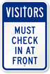 Visitors Must Check In Sign