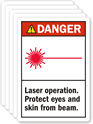 Danger: Laser Operating Protect Eyes Skin Label