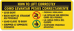 Bilingual Lifting Instructions Label with Graphic