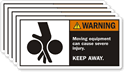 Warning Moving Equipment Severy Injury Label