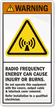 RADIO FREQUENCY ENERGY BURNS Label