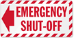Emergency Shut-Off Sprinkler Label with Left Arrow