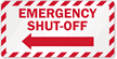 Emergency Shut-Off Sprinkler Label with Left Arrow
