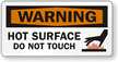 Warning Hot Surface No Touch Label