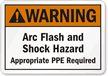 Warning Arc Flash Shock Hazard Sign