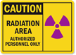 Caution Radiation Area Authorized Personnel Only Sign