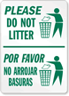 Please Do Not Litter Sign Bilingual