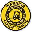 Bilingual Warning Forklift Traffic SlipSafe™ Floor Sign
