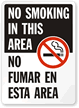 No Smoking In This Area Bilingual Sign