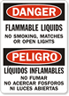 Danger Flammable Liquids No Smoking Sign Bilingual