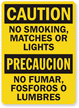 No Smoking, Matches Or Lights Bilingual Sign