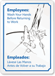 Bilingual Employees Wash Your Hands Sign