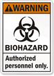 Warning Biohazard Authorized Personnel Sign