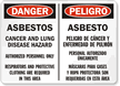 Danger Asbestos Cancer Lung Hazard Sign